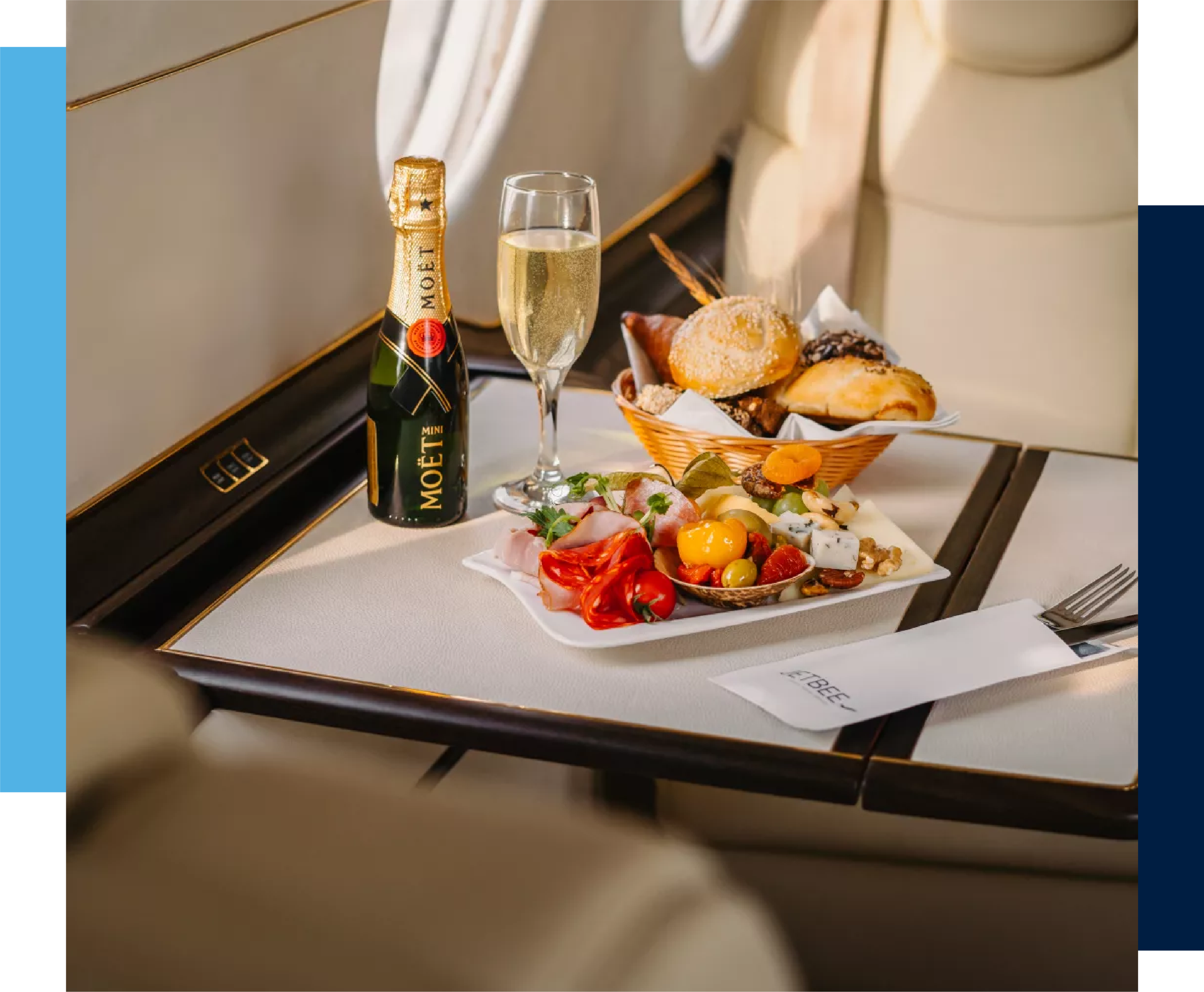 Luxury in-flight catering aboard a private jet